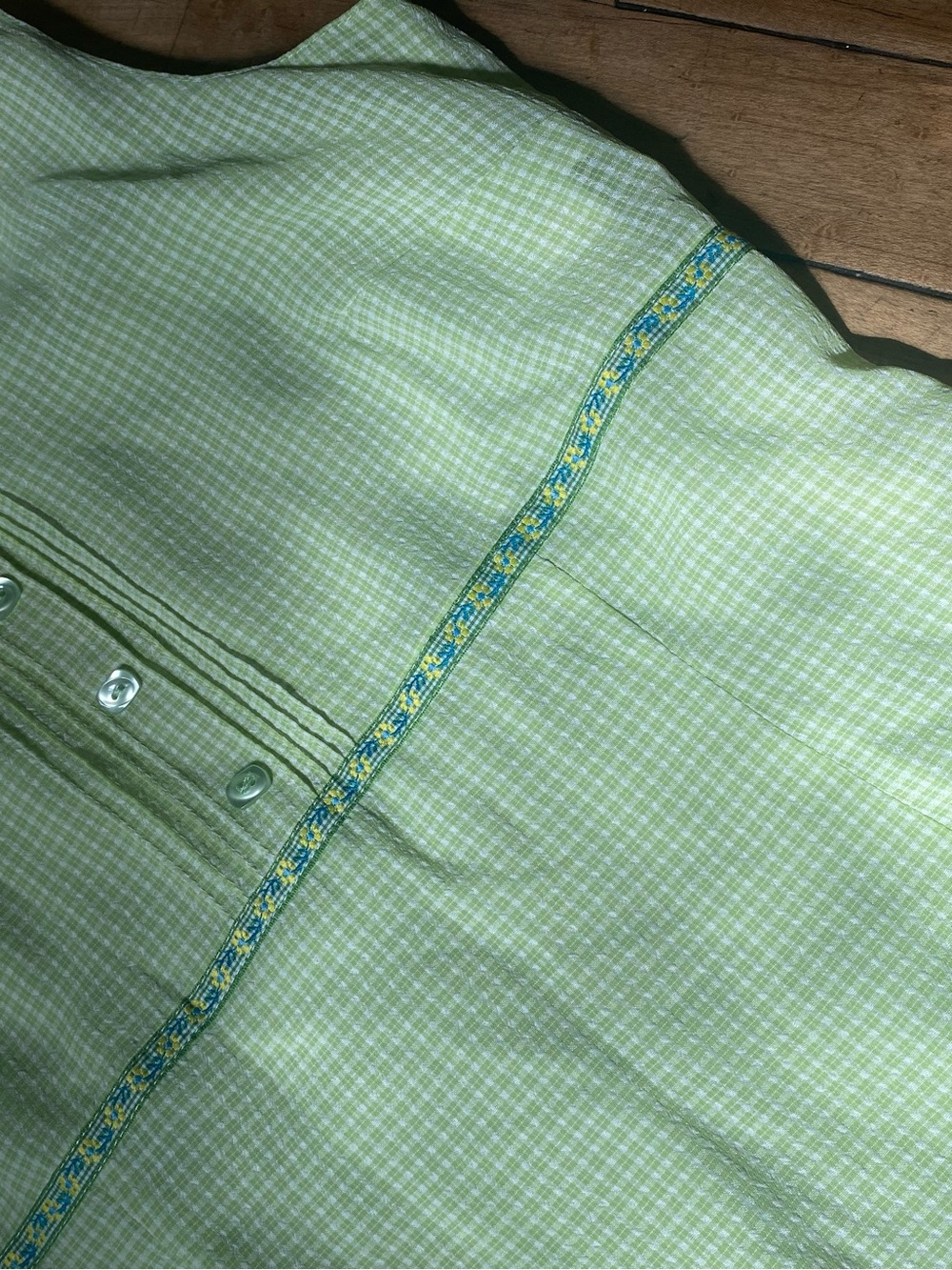 Vintage Sleeveless Light Green gingham Maxi Dress - Picture 5 of 5